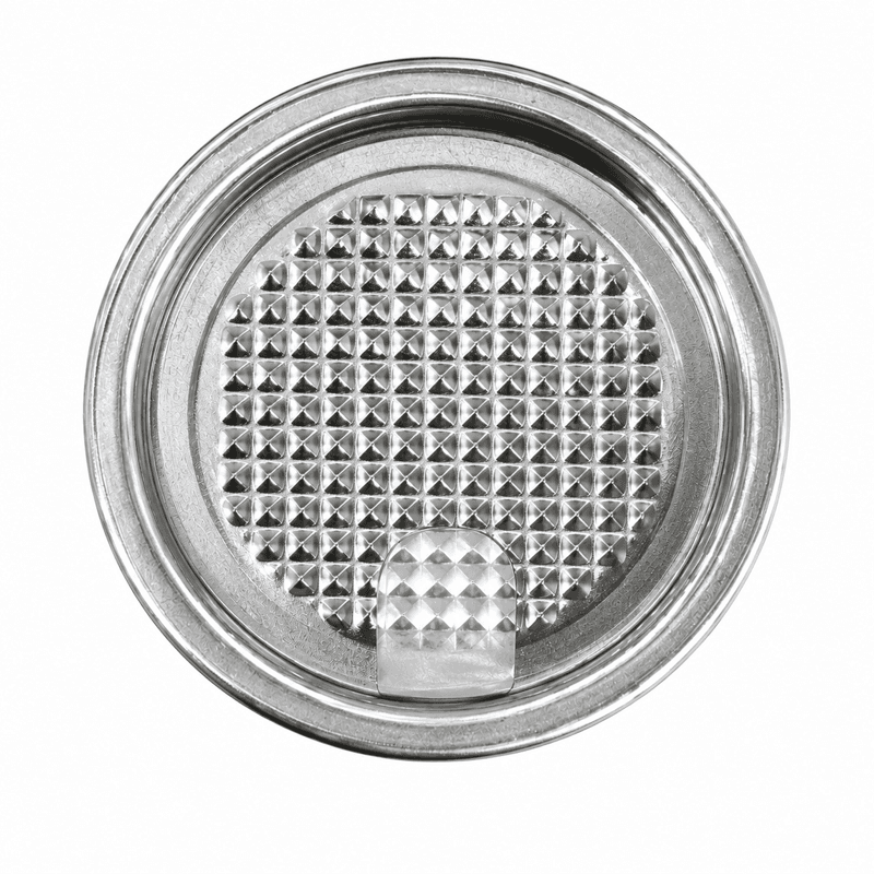Aluminum peel-off lid with a foil tab, seen from above