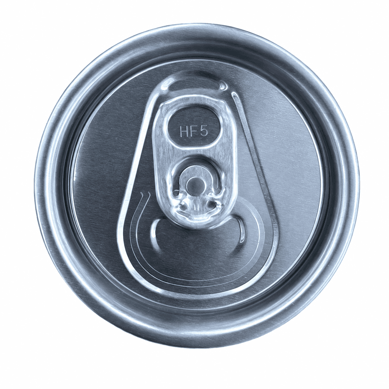 Aluminum soda-style lid with a stay-tab pull, seen from above